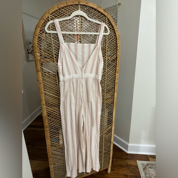 June & Hudson Pink and Tan Striped Jumpsuit (M) - Picture 3 of 4